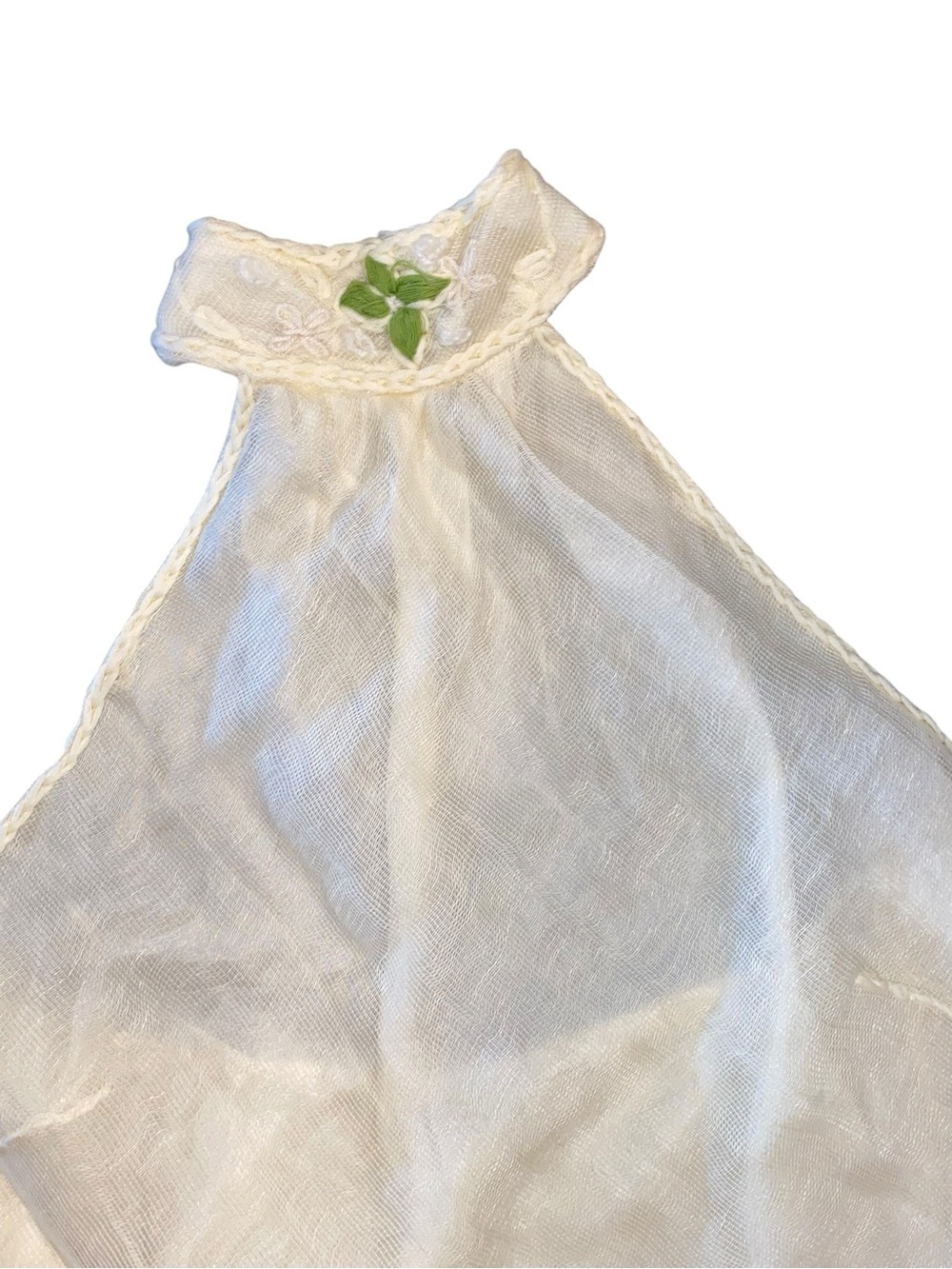 vintage Y2k Max Studio halter mock neck top cream sheer overlay Linen Resortwear - Picture 13 of 16